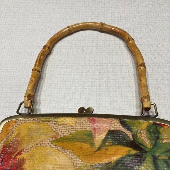 NWOT FINAL PRICE Patricia Nash Ozieri Leather & Raffia Tropical dreams Satchel - Picture 7 of 9